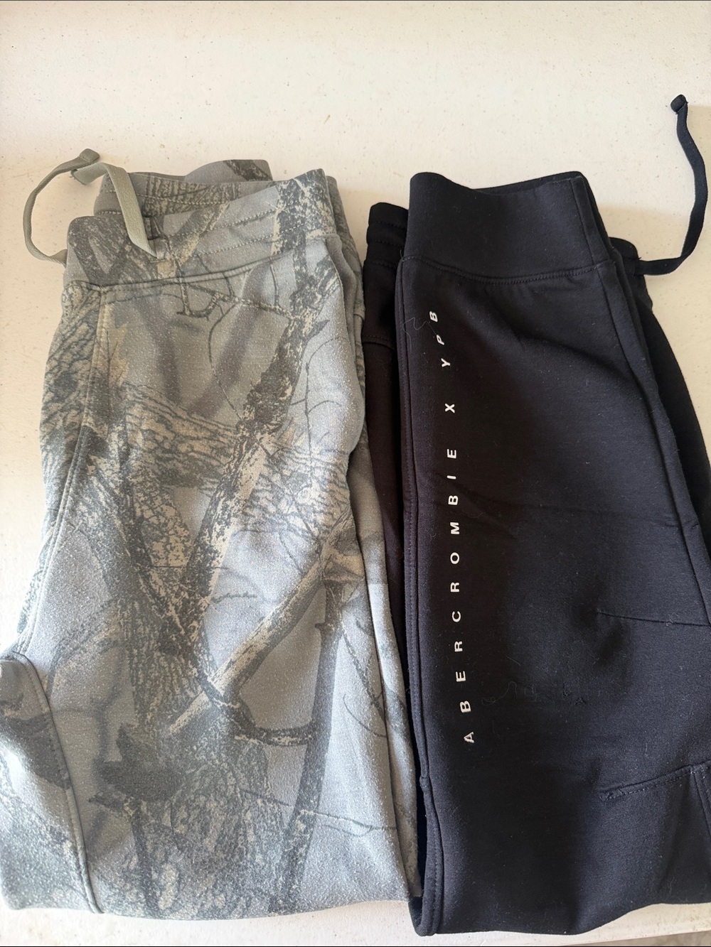 Abercrombie & Fitch Black Logo Joggers + Gray Camo Sweatpants